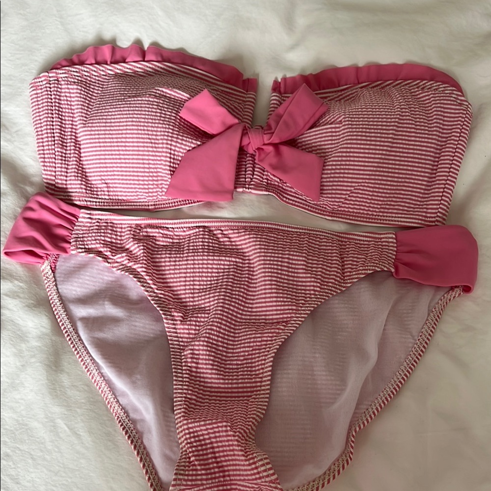 Lauren James Pink Seersucker Striped Bikini